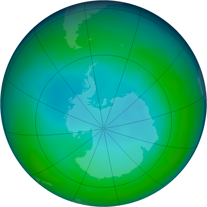 Antarctic ozone map for May 1992
